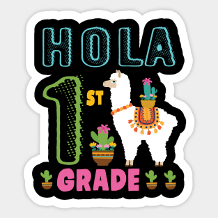 Cactus On Llama Student Happy Back To School Hola 1st Grade Sticker